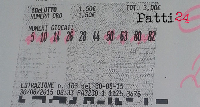 SAN PIERO PATTI –  Stamane vinti 6.000,00 € al “10 e lotto”