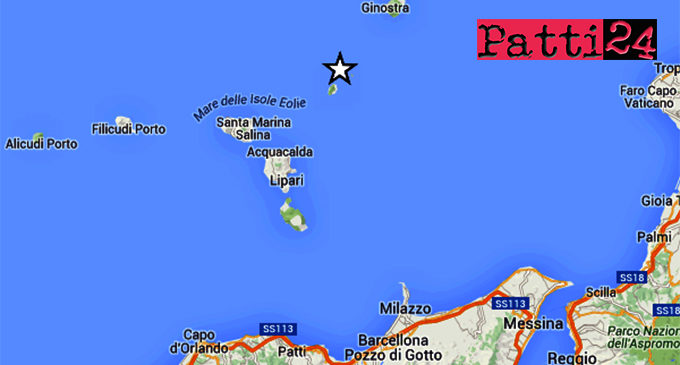 ISOLE EOLIE – Lieve sisma di magnitudo ML 2.6 avvertito stamani alle 03:42:27