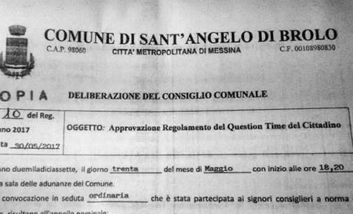 SANT’ANGELO DI BROLO – Approvato il ”Question Time del Cittadino”.