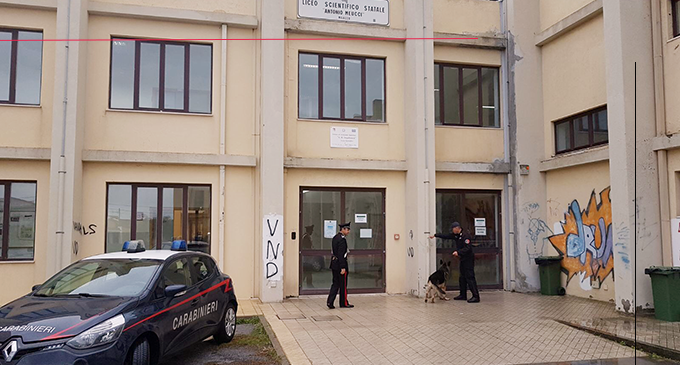 MILAZZO – Controlli con l’ausilio di unità cinofile ”antidroga” all’esterno e nei dintorni del Liceo Scientifico Statale di Milazzo. Rinvenuta bustina con marjuana