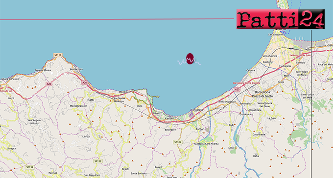 TERME VIGLIATORE – Lieve sisma di ML 2.5, ipocentro a 6 km in mare con epicentro a 7 Km da Terme Vigliatore e a 8 Km da Falcone ed Oliveri