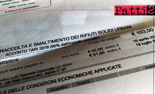 PATTI – Il comune di Patti non è, evidentemente,….Paganini e si…ripete. Avviso pagamento acconto Tari 2018 recapitato in ritardo rispetto alla scadenza