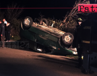 SAN PIERO PATTI – Incidente stradale autonomo. Auto esce fuori strada e si ribalta, 2 feriti .