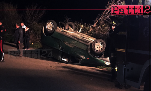 SAN PIERO PATTI – Incidente stradale autonomo. Auto esce fuori strada e si ribalta, 2 feriti .