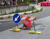 PATTI – Via Padre Pio. Dopo una settimana in centro strada ancora solo rattoppi e tamponi …