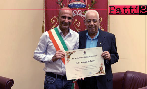 MILAZZO – Sindaco consegna attestato di benemerenza al giornalista Andrea Italiano