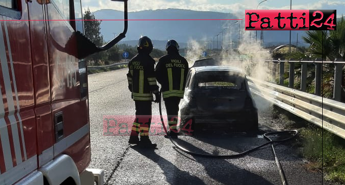 A20 – Auto in fiamme sulla A20 nel rettilineo Bazia direzione Palermo