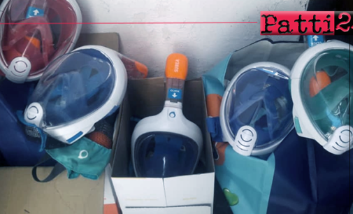 PATTI – 29 maschere snorkeling già donate al Comune per trasformarle in caschi respiratori.