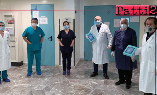 MILAZZO – Il presidente Nastasi consegna dei tablet al reparto di pediatria del “Fogliani”.