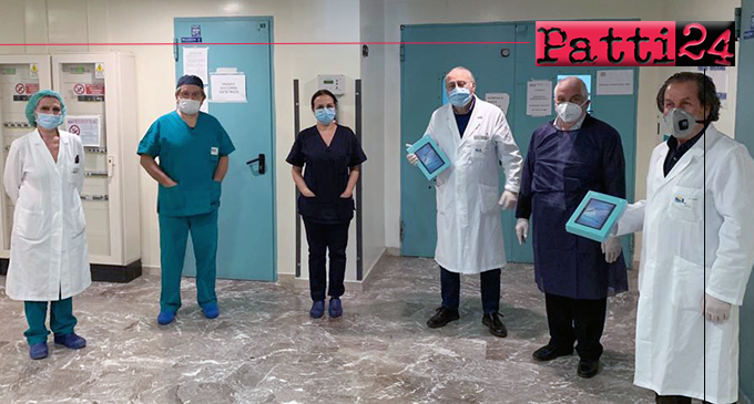 MILAZZO – Il presidente Nastasi consegna dei tablet al reparto di pediatria del “Fogliani”.