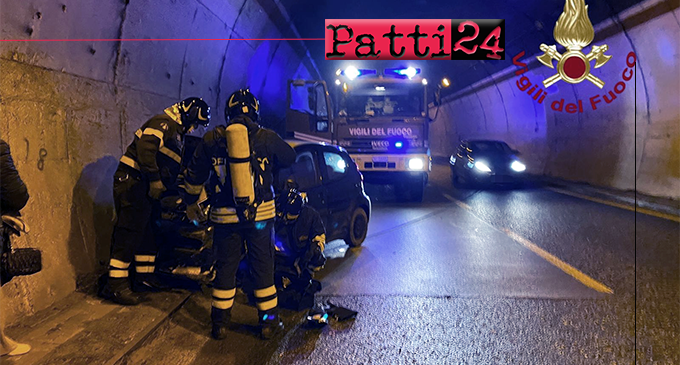 MESSINA – A20. Auto sbanda in galleria Spadalara, ferita lievemente la conducente