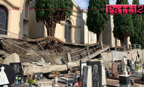 MILAZZO – Maltempo. Nuovo crollo muro di contenimento nel cimitero comunale.