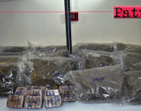 MESSINA – Rinvenuti e sequestrati 16,3 kg. di marijuana e 5 kg circa di hashish. Arrestato 45enne