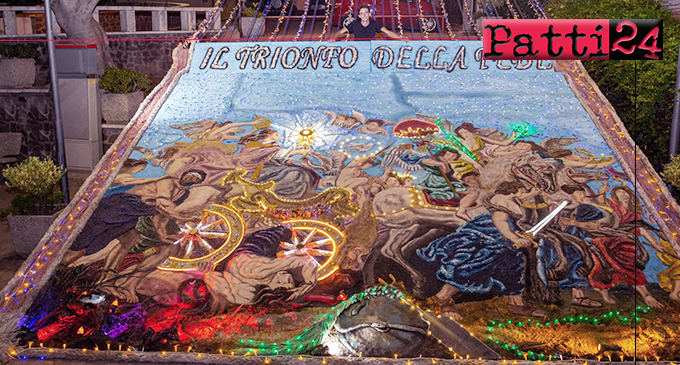 TERME VIGLIATORE – Infiorata artistica, composta interamente da trucioli di legno, sabbia e vegetali. Artefice Umberto Cipriano